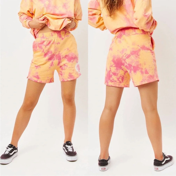 Frankie's Bikinis Pants - Frankie’s Bikinis Burl Sweatshorts Pink Orange Tie Dye Size Extra Small